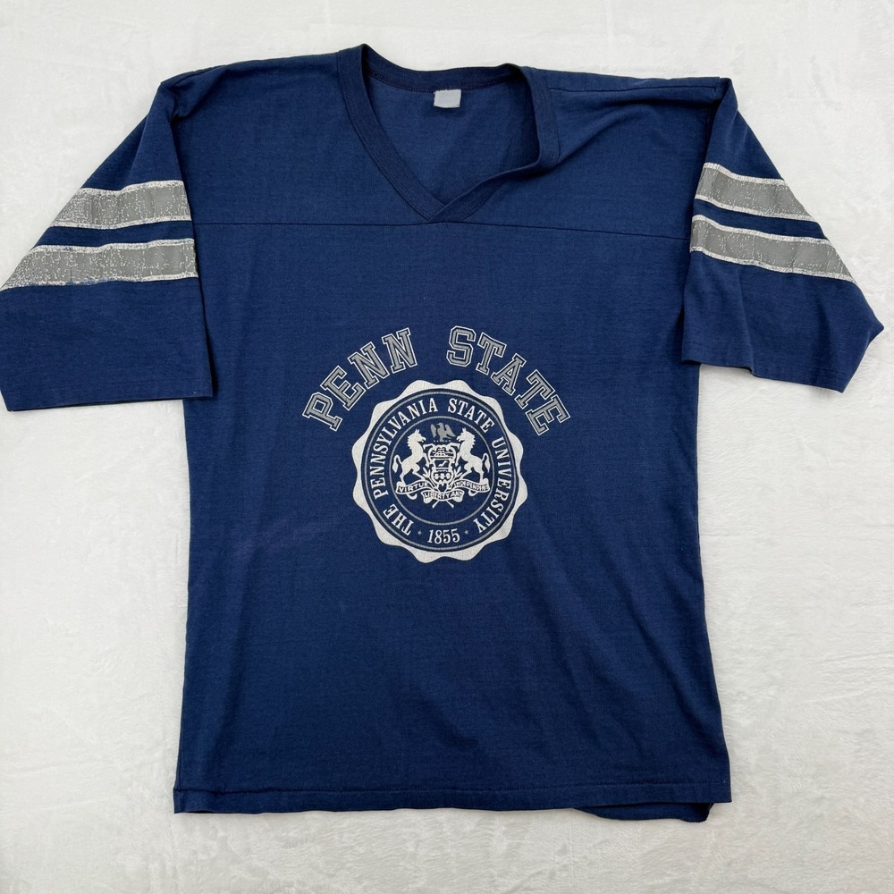 VTG Penn State Nittany Lions T-Shirt Men's Lg Single Stitch WORN FADED Crest